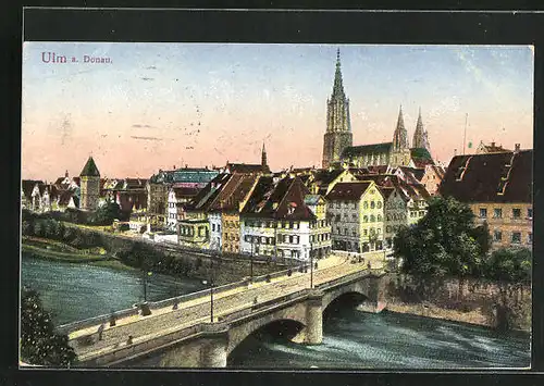 AK Ulm a. Donau, Blick auf Münster und Umgebung im Abendlicht