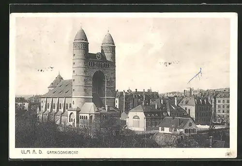 AK Ulm a. D., Blick auf die Garnisonkirche