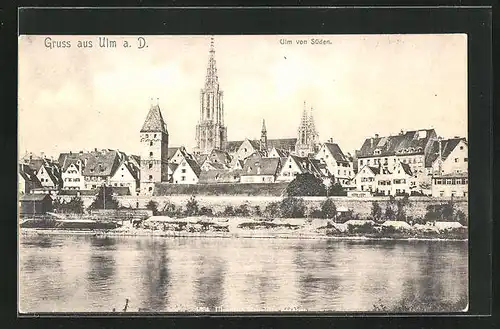 AK Ulm a. D., Stadt von Süden