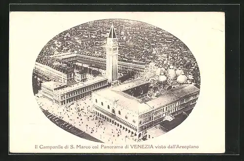 AK Venezia, Il Campanile di S. Marco col Panorama visto dall`Areoplano