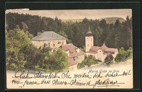 AK Maria Grün, Blick zur Kirche