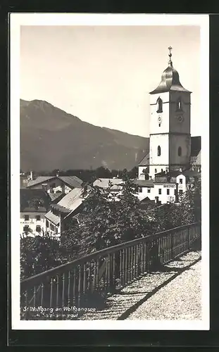 AK St. Wolfgang am Wolfgangsee, Teilansicht mit Kirche