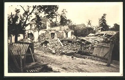 AK Velká Polom, zerstörtes Haus