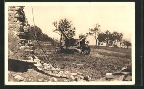 AK Velká Polom, Panzer und Hausruine