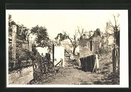 AK Velka Polom, Slezska Dedina 1945, zerstörte Gebäude