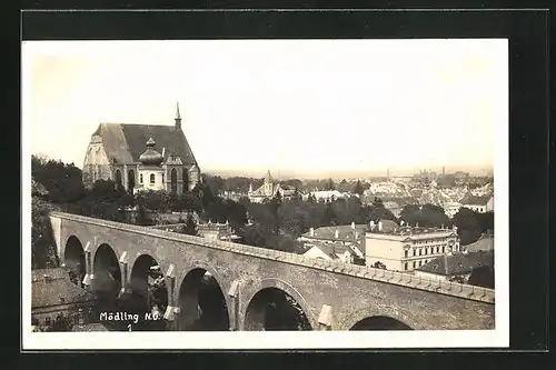 AK Mödling, Teilansicht mit Viadukt