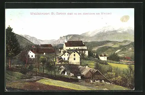 AK St. Corona, Ortsansicht mit Bergen