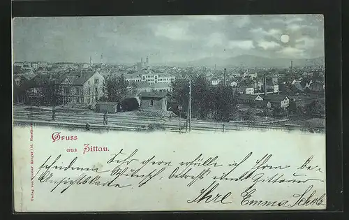 Mondschein-AK Zittau, Gesamtansicht
