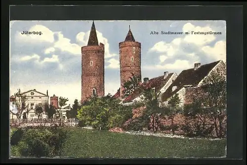AK Jüterbog, Alte Stadtmauer m. Festungstürmen