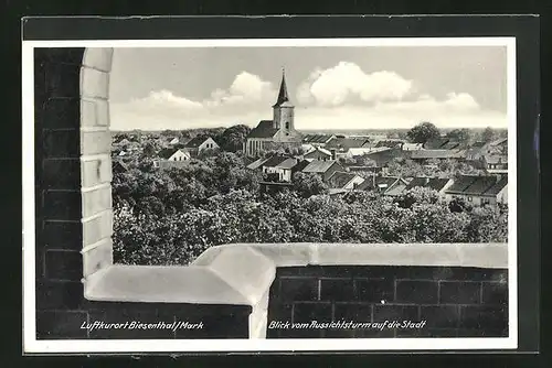 AK Biesenthal / Mark, Blick vom Aussichtsturm auf die Stadt