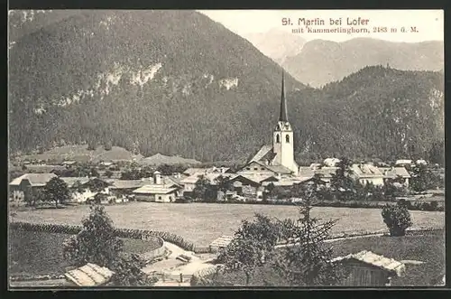 AK St. Martin bei Lofer, Ortspanorama mit Blick zur Kirche