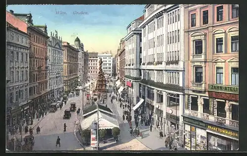 AK Wien, Graben, Passanten am Denkmal