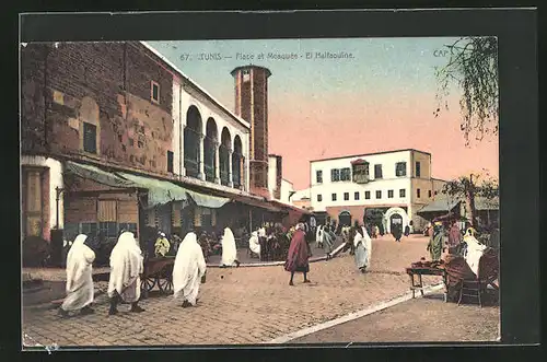 AK Tunis, Place et Mosquee, El Halfouine