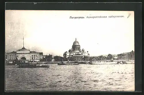AK Petrograd, Blick vom Wasser zur Stadt