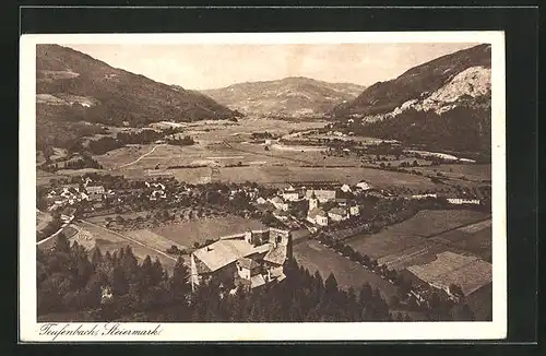 AK Teufenbach, Talpanorama mit der Ortschaft