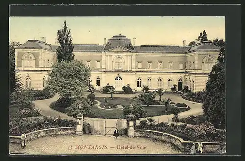 AK Montargis, Hotel-de-Ville, Blick auf den Schlosspark
