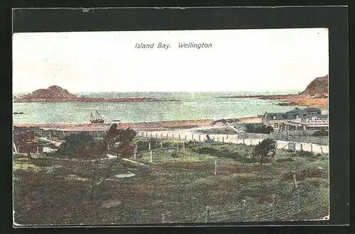 AK Wellington, Island Bay, Blick aufs Meer
