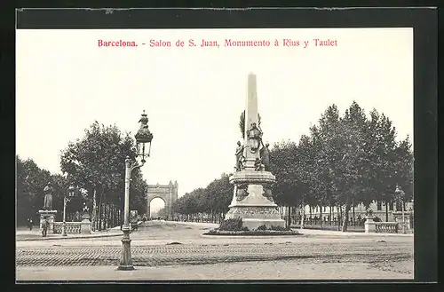 AK Barcelona, Salon de S. Juan, Monumento a Rius y Taulet