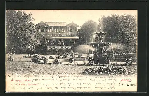 AK Malmö, Kungsparken, am Brunnen