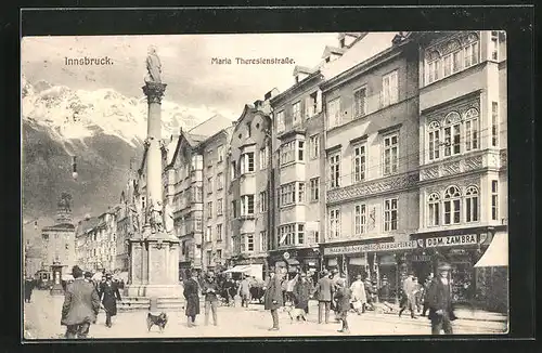 AK Innsbruck, Gedenksäule in der Maria Theresienstrasse