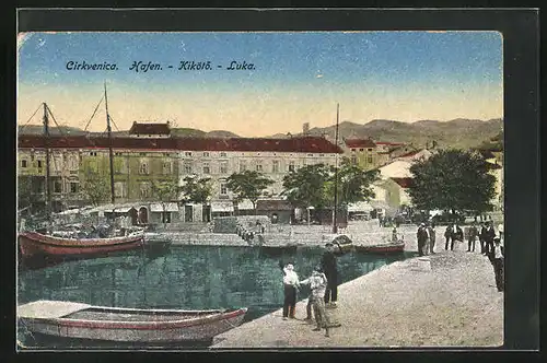 AK Cirkvenica, Passanten am Hafen