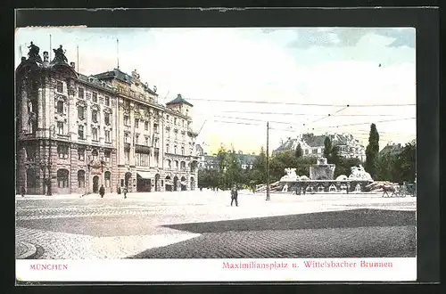 AK München, Wittelsbacher Brunnen auf dem Maximiliansplatz