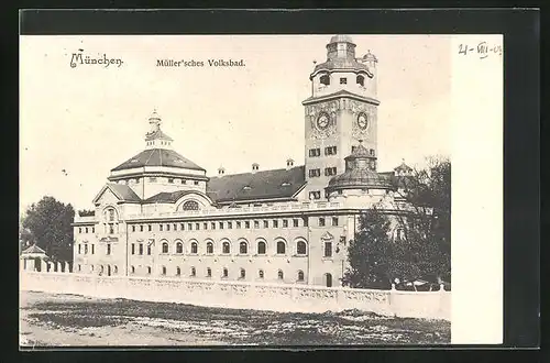 AK München, Blick zum Müller'schen Volksbad