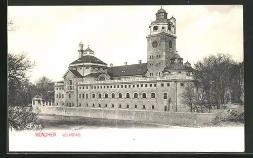 AK München, Volksbad, Totalansicht