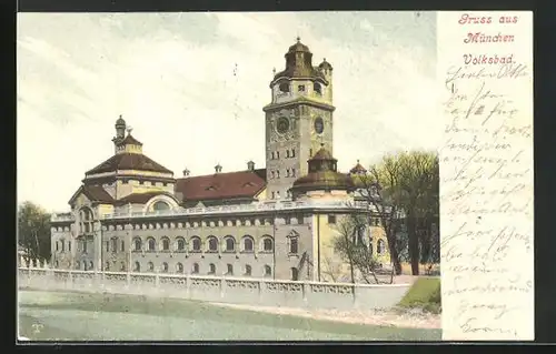 Lithographie München, Blick auf das Volksbad