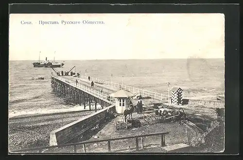 AK Sotschi, Landungsbrücke am Ufer des Schwarzen Meeres