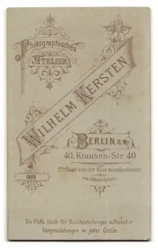 Fotografie Wilhelm Kersten, Berlin-SW, Krausen-Strasse 40, Portrait älterer Herr mit Moustache