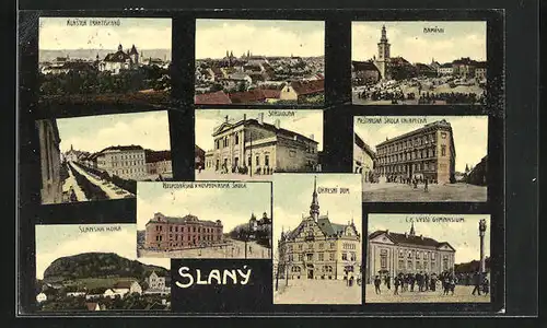 AK Schlan / Slany, Okresni dum, Sokolovna, Namesti