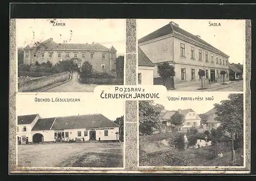 AK Cervene Janovice, Zamek, Skola, Obchod L. Geduldigera