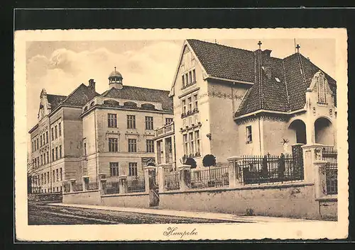 AK Humpolec, Strassenpartie mit Villa