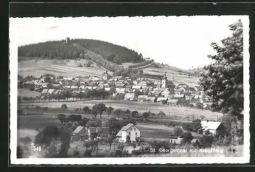 AK St. Georgenthal, Teilansicht mit Kreuzberg