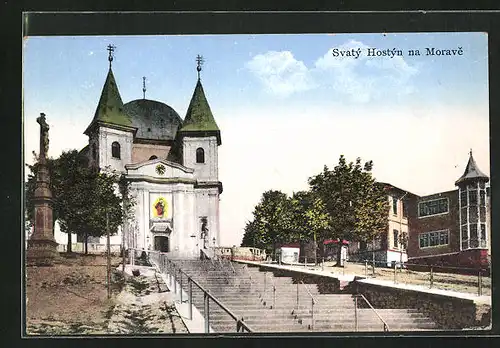 AK Svaty Hostyn na Morave, Partie an der Kirche