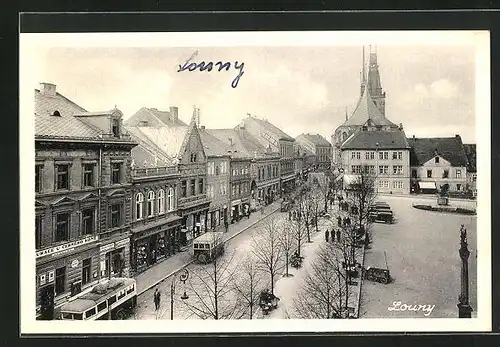 AK Laun / Louny, Restaurace u Cerneho Kone, Namesti, Radnice