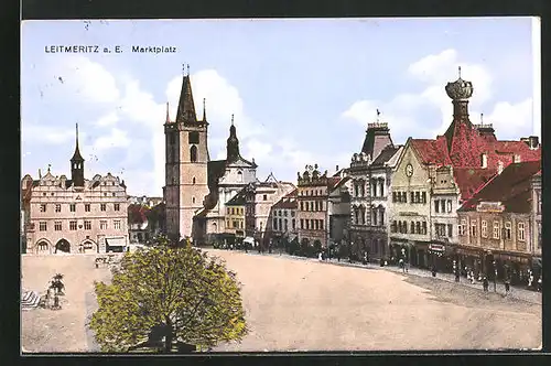 AK Leitmeritz / Litomerice, Namesti, Marktplatz, Radnice, Rathaus