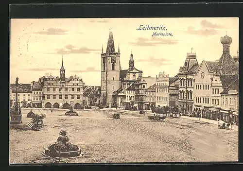 AK Leitmeritz / Litomerice, Marktplatz, Namesti, Rathaus