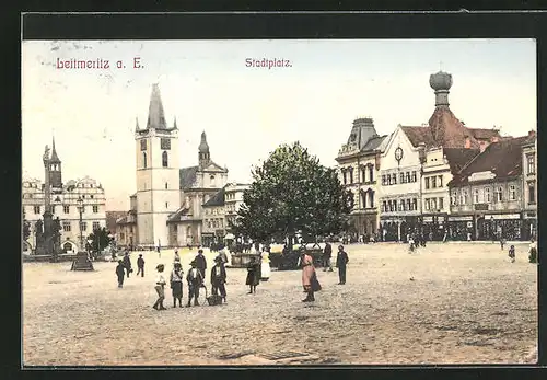 AK Leitmeritz / Litomerice, Stadtplatz, Namesti, Rathaus, Radnice