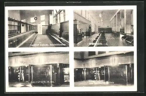 AK Gallspach, Institut Zelleis, Ankleideraum, Wartehalle, Innenräume