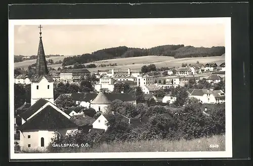 AK Gallspach, Ortspartie mit Kirchturm