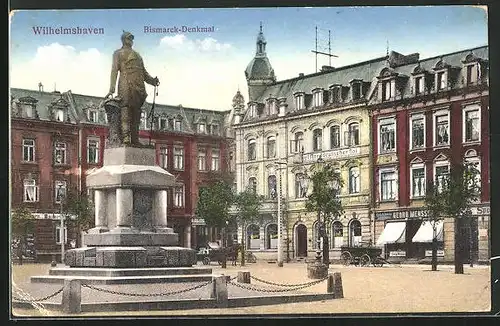 AK Wilhelmshaven, Hotel Norddeutscher Hof, Bismarck-Denkmal