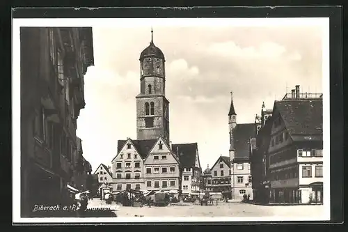 AK Biberach a. R., Marktplatz mit Kirche
