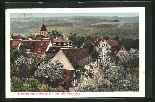 AK Buoch i. R., Ortspartie mit Alb Panorama