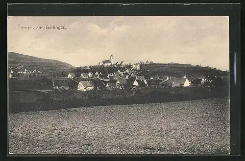 AK Seitingen, Blick zum Ort mit Kirche