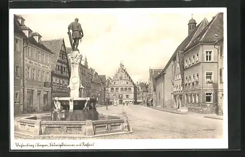 AK Weissenburg in Bayern, Partie am Ludwigsbrunnen mit Rathaus