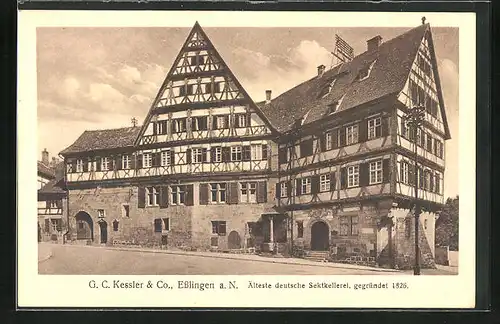 AK Esslingen a.N., G.C. Kessler & Co., älteste deutsche Sektkellerei, gegründet 1826