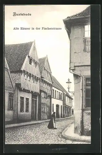 AK Buxtehude, Alte Häuser in der Fischerstrasse