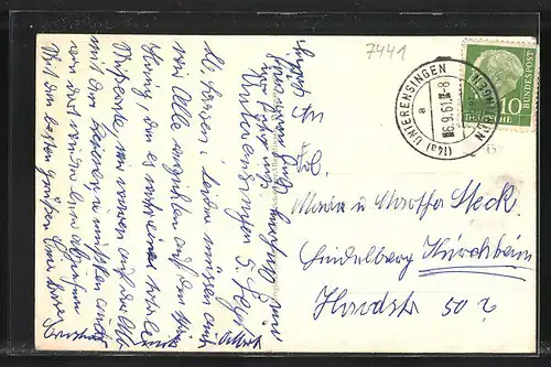 AK Unterensingen, Ortsansicht mit Kirche